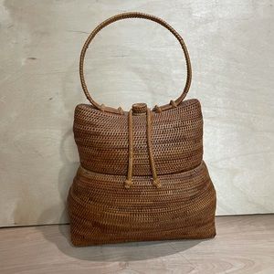Wicker Canggu Rattan Almond Colored Purse~